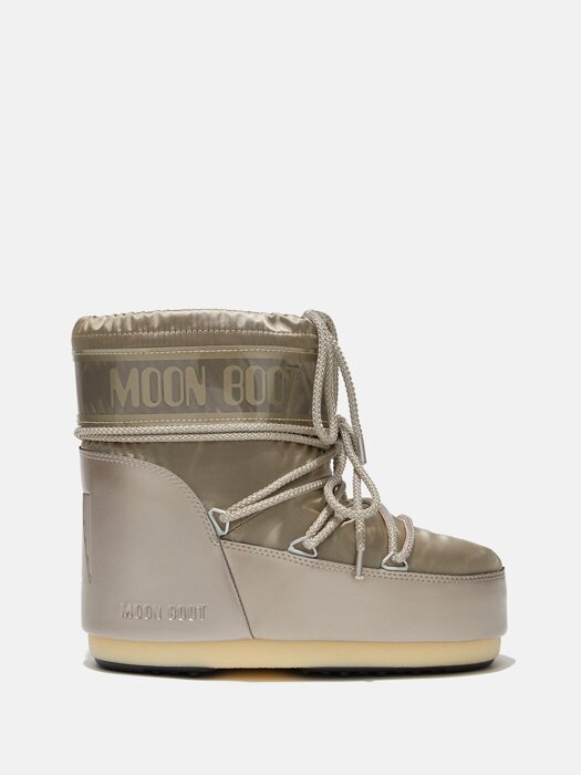 Moon Boot ICON LOW GLANCE PLATINUM SATIN BOOTS